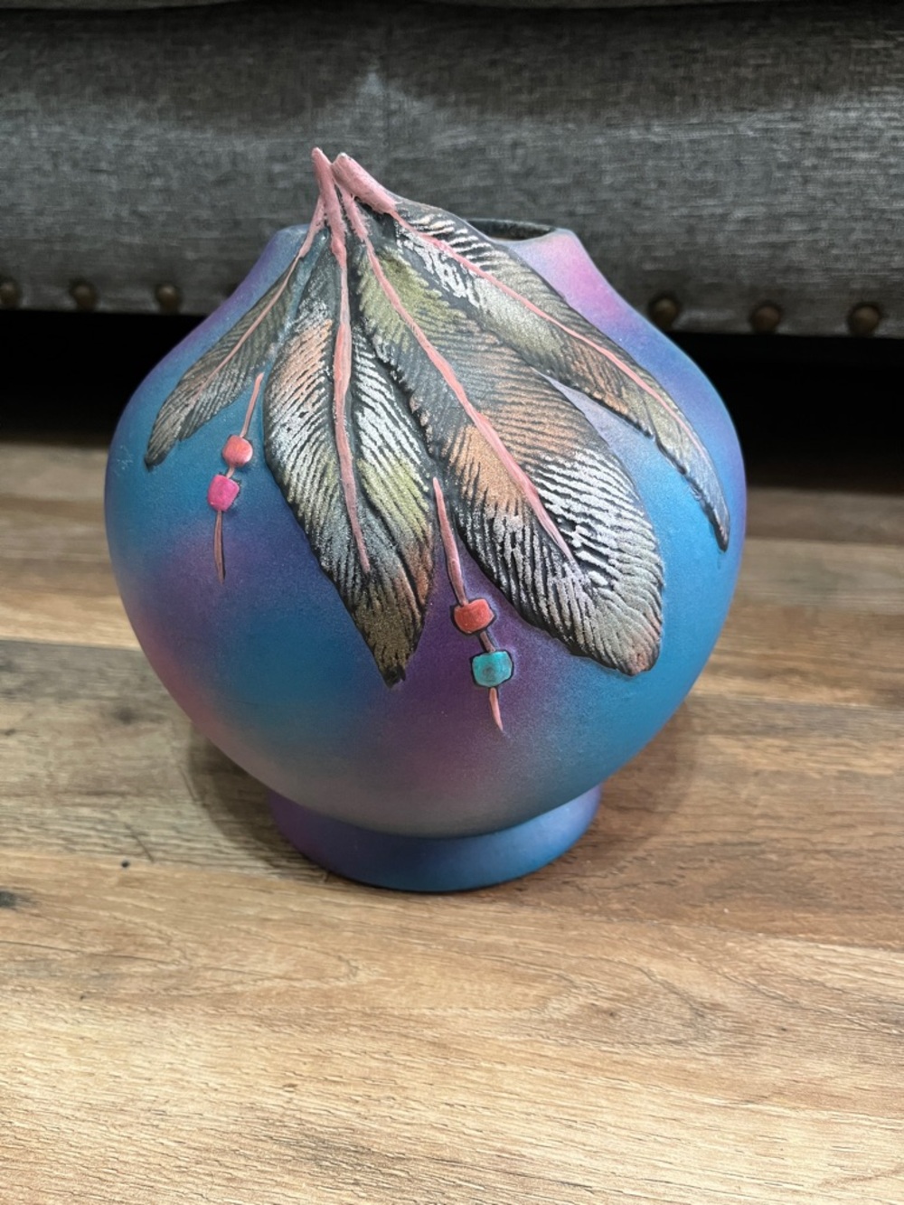 Colorful Feather Decorative Ceramic Vase